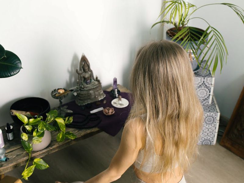 Person practicing mindfulness in a bright room